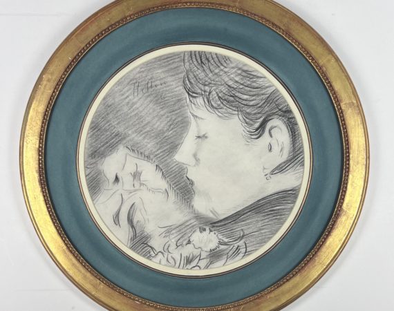 Paul-César HELLEU (1859 - 1927)<br /><em>Portrait de femme à la couture</em>