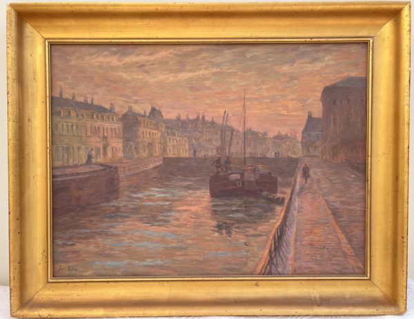 Henri DUHEM (1860-1941)<br /><em>L'Écluse de Douai au crépuscule</em>