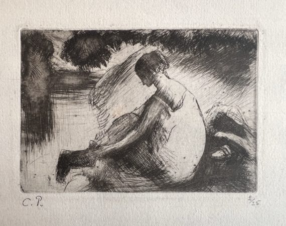 Camille PISSARRO (1830-1903)<br /><em>Baigneuse mettant ses bas</em>