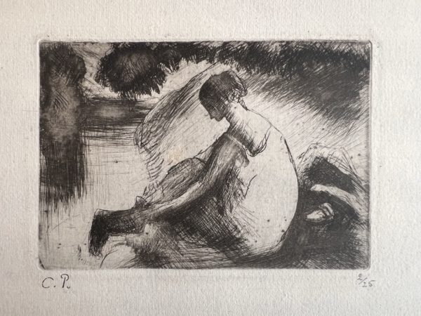 Camille PISSARRO (1830-1903)<br /><em>Baigneuse mettant ses bas</em>